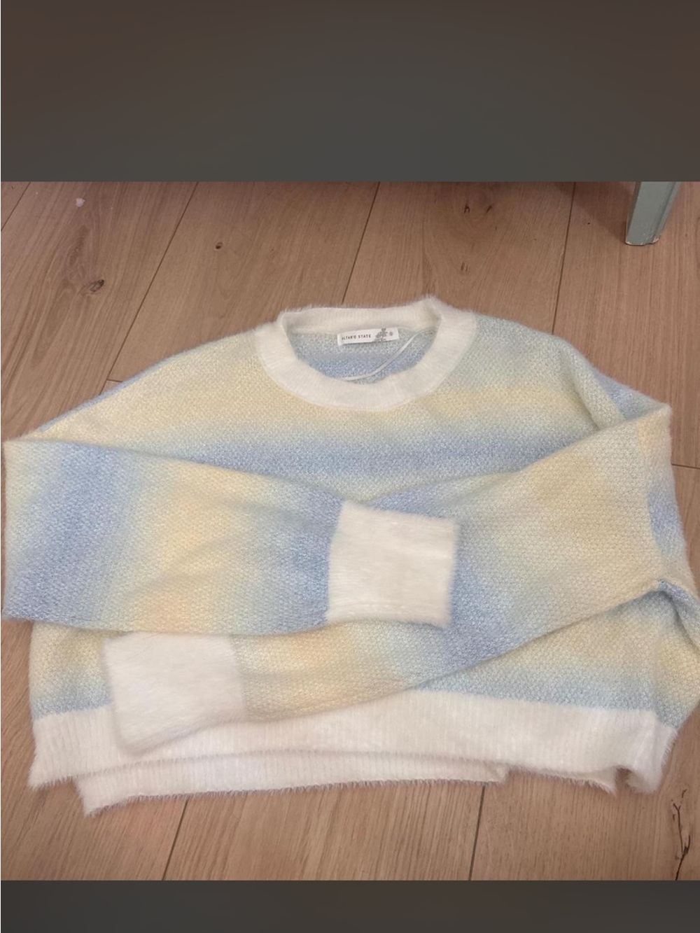 Altar’d state small Cozy Pastel cropped Ombre Crewneck Sweater
